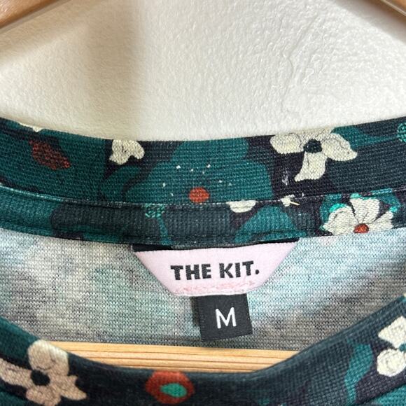 THE KIT. Midi Tee Dress Green Floral Primrose Sz M {3O7} - Picture 4 of 5